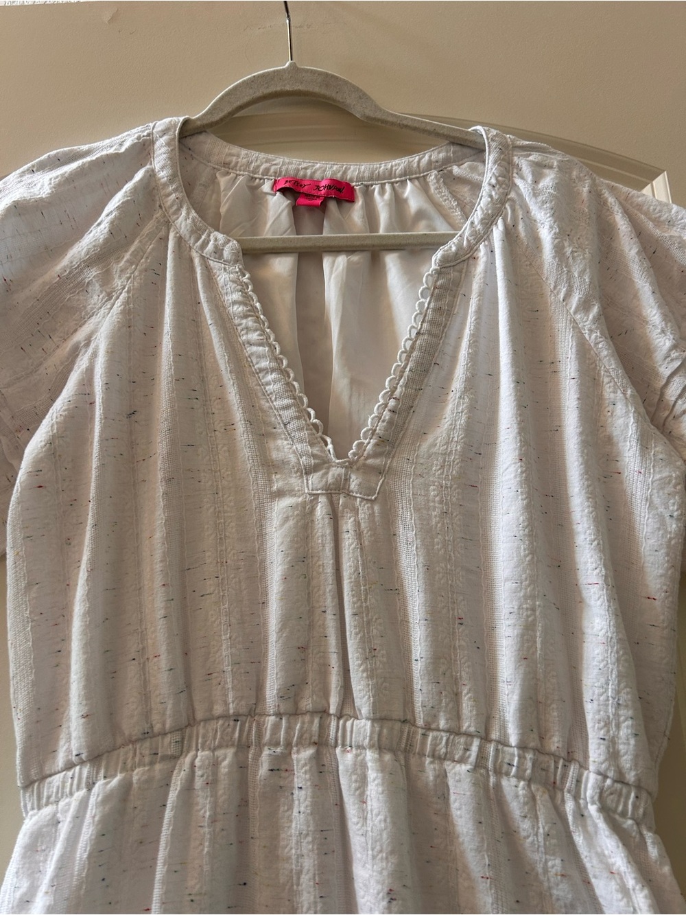 Betsey Johnson Spectator Cotton Puff Sleeve Midi Dress. Tiered woven Boho. EUC - Picture 3 of 10